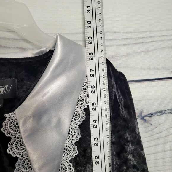 Widow by Dolls Kill black crushed velvet micro mini dress size S - Picture 6 of 9